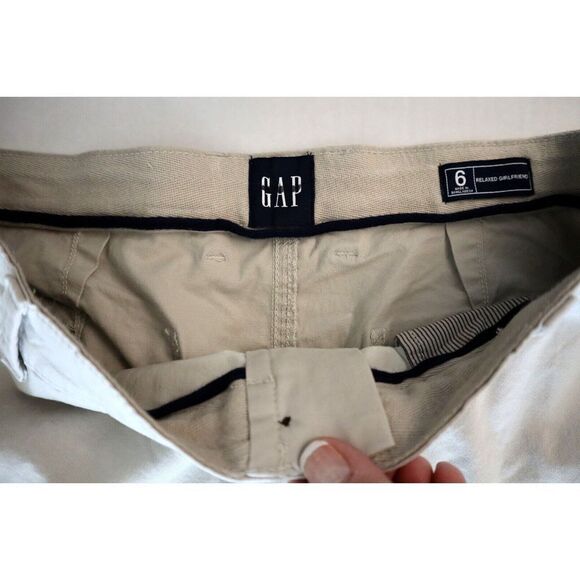 GAP Women's Sz 6 Tan Stretch Twill Relaxed Girlfriend Khaki Pants with Washwell - Picture 4 of 9